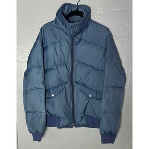 Vintage Blue Down And Feather Le Jacket Size Med. Made In Korea Men Or Women's